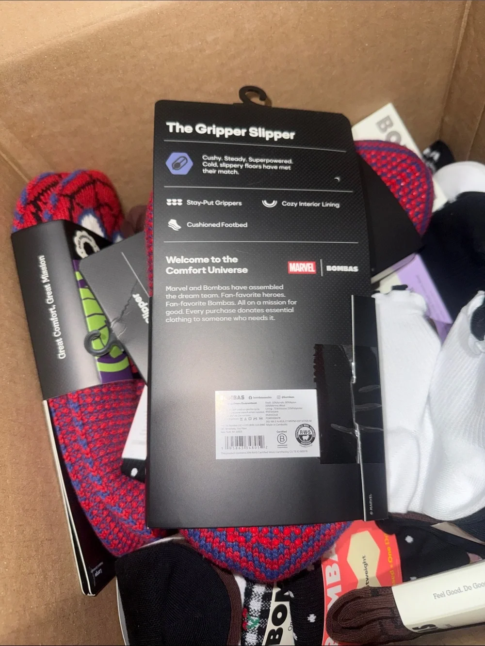 NWT Bombas The Gripper Slipper Spider-Man Size Large